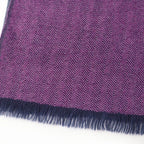 Hermes Cashmere H Logo Leather Patch with Fringe Large Shawl Purple Navy Scarf — view 8