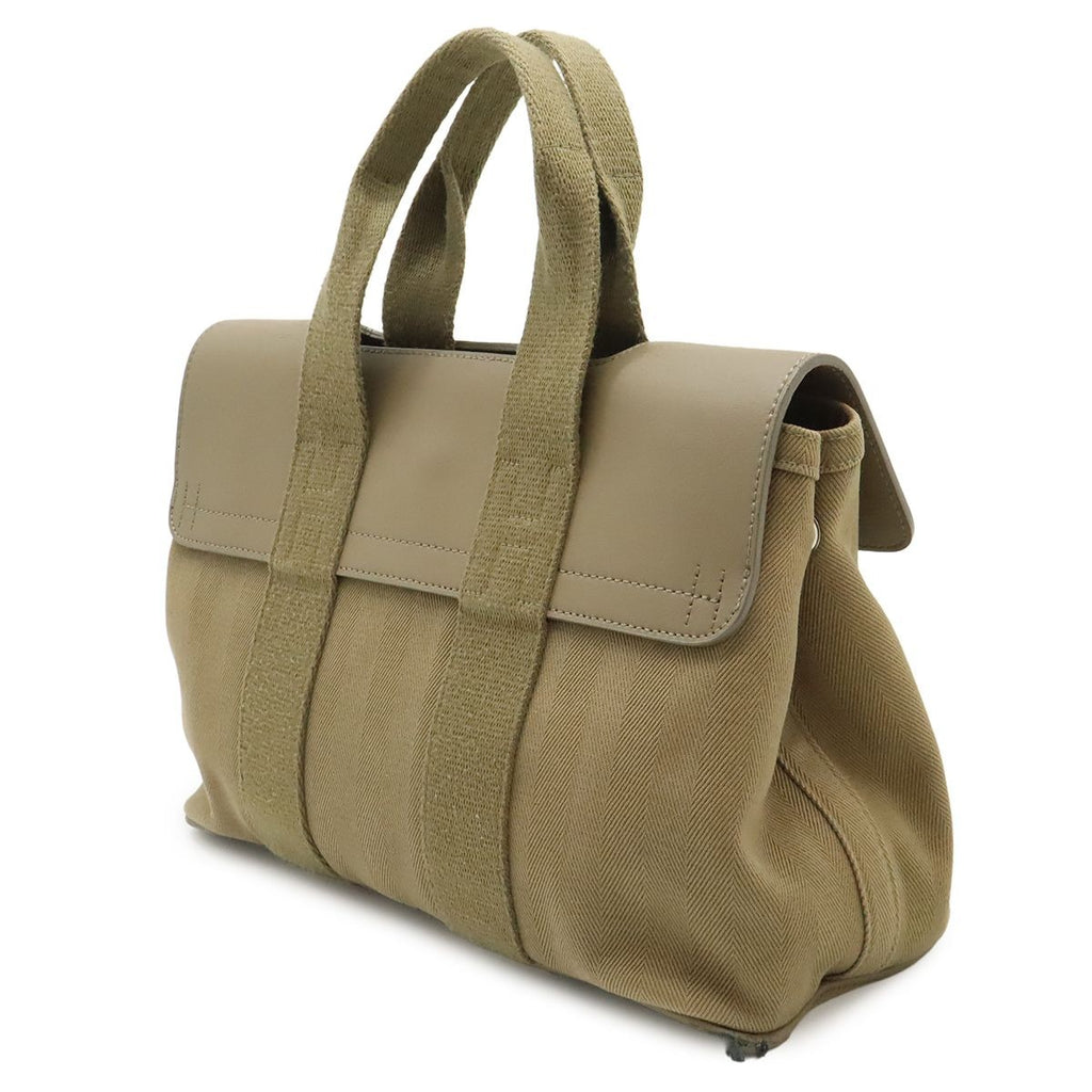 Hermes Valparaiso PM Handbag Toilet Bag Blanc Leather Light Khaki Silver — view 2