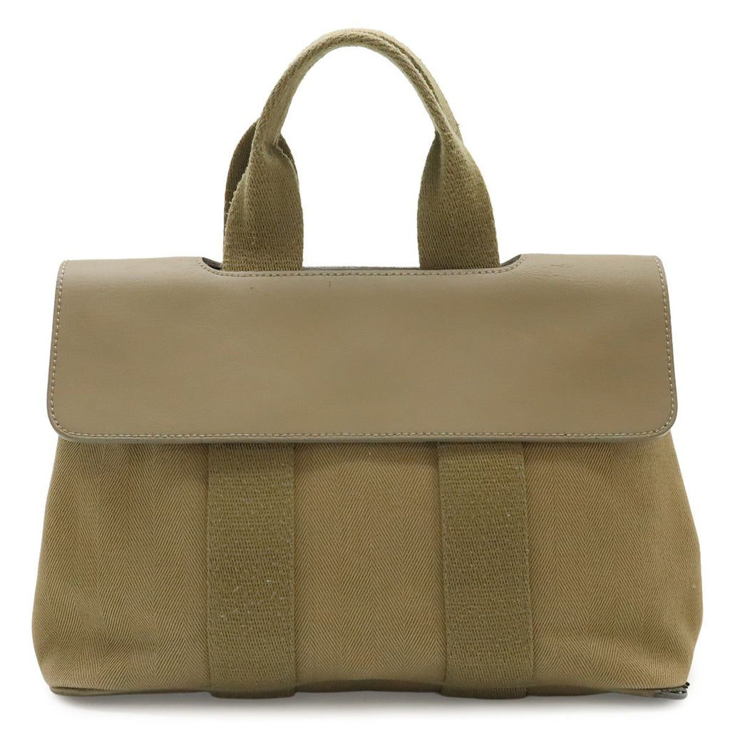 Hermes Valparaiso PM Handbag Toilet Bag Blanc Leather Light Khaki Silver