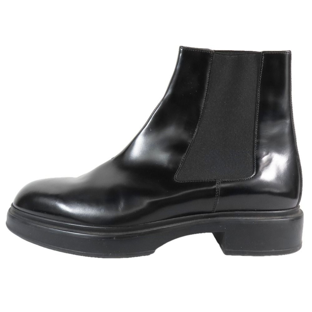 Hermes Side Gore Short Boots Chelsea Calfskin Leather Shoes 44 Black