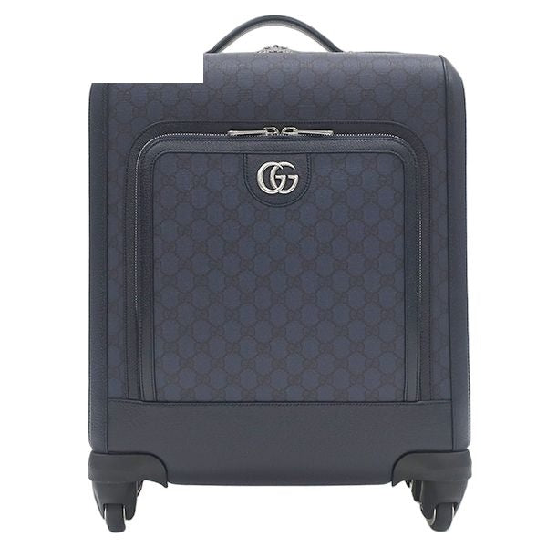 Gucci Travel Bag Savoy Cabin Trolley Small GG Supreme Canvas Leather Navy