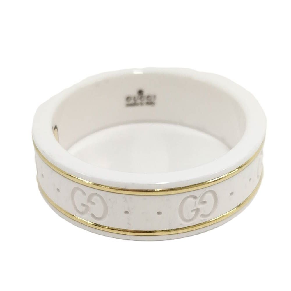 Gucci Icon Ring Ceramic 18k Yellow Gold White