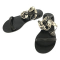 Christian Dior Ja Ankle Ribbon Flat Sandals 38 Black