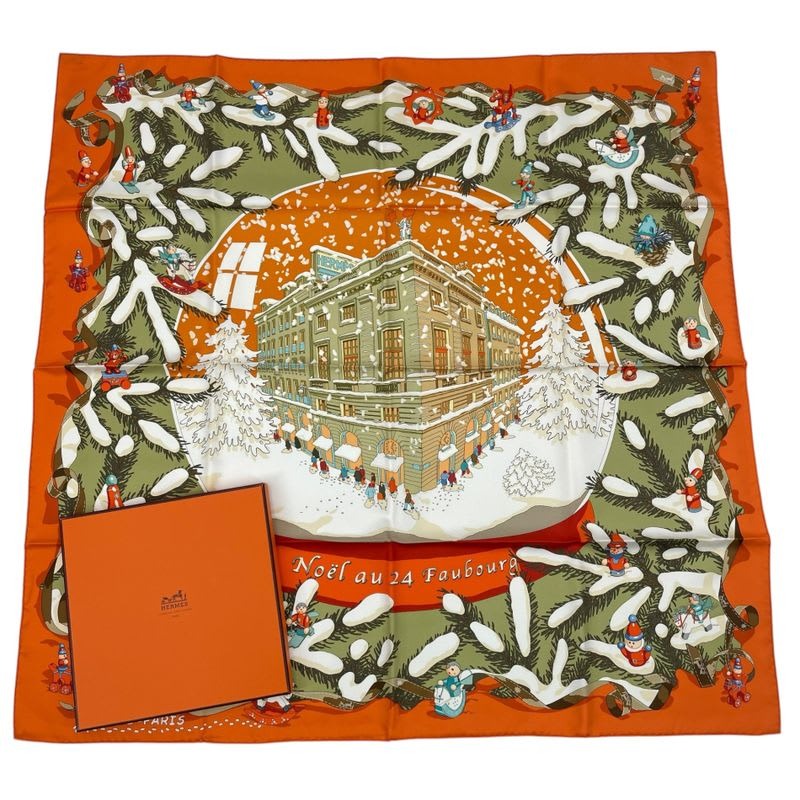 Hermes Scarf Silk Carre 90 Noel Au 24 Faubourg Christmas