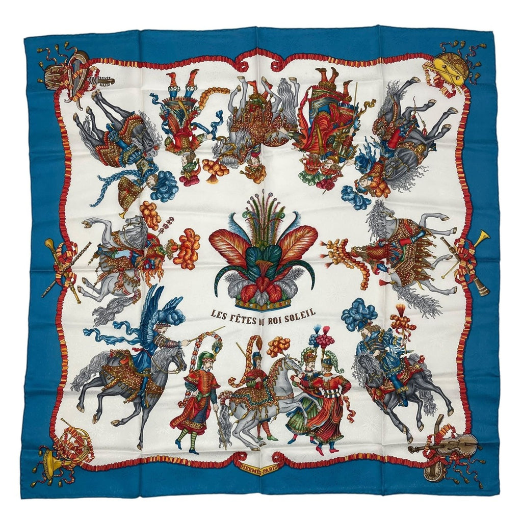 Hermes Scarf Silk Carre 90 les Feres du Roi Soleil Celebration of the Sun King