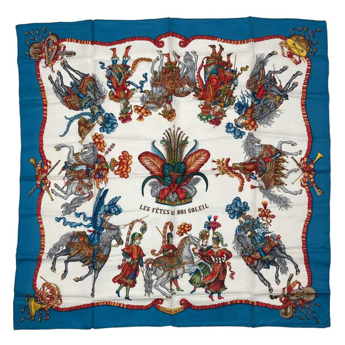 Hermes Scarf Silk Carre 90 les Feres du Roi Soleil Celebration of the Sun King