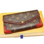 Louis Vuitton Portefeuille Sarah Retiro Monogram Three's Brown And Red