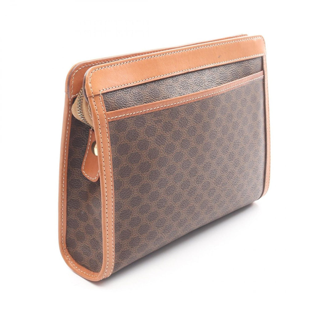 Celine Clutch Macadam Dark Brown Canvas Leather — view 2