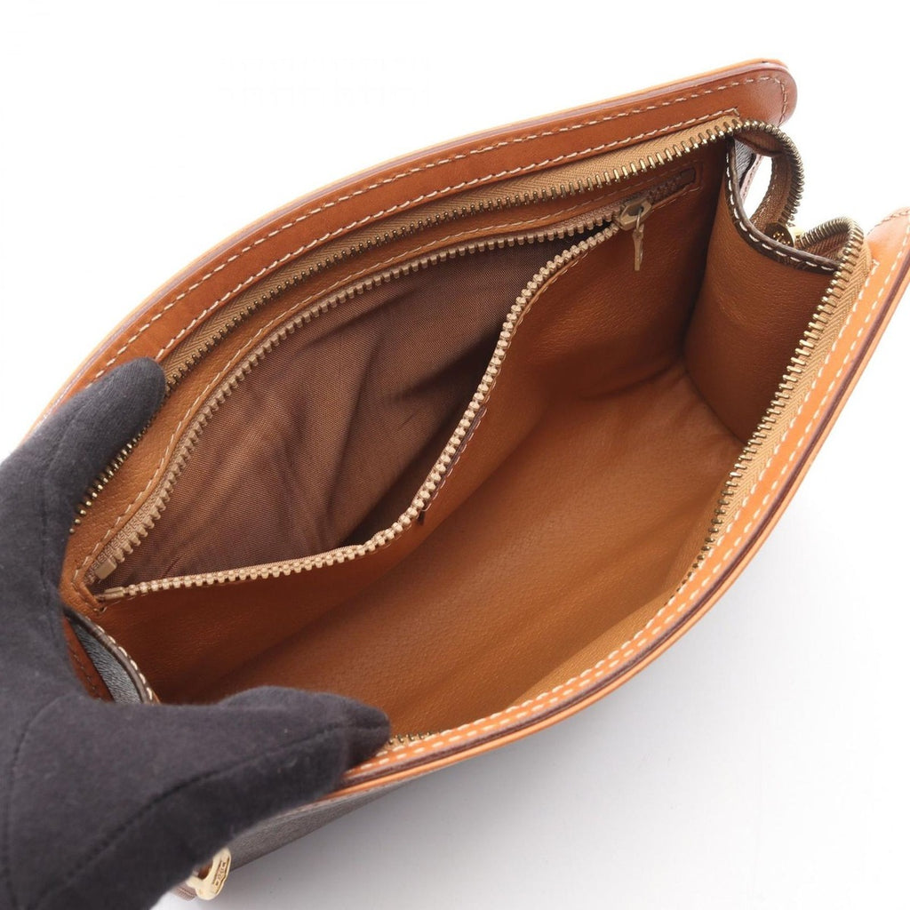 Celine Clutch Macadam Dark Brown Canvas Leather — view 3
