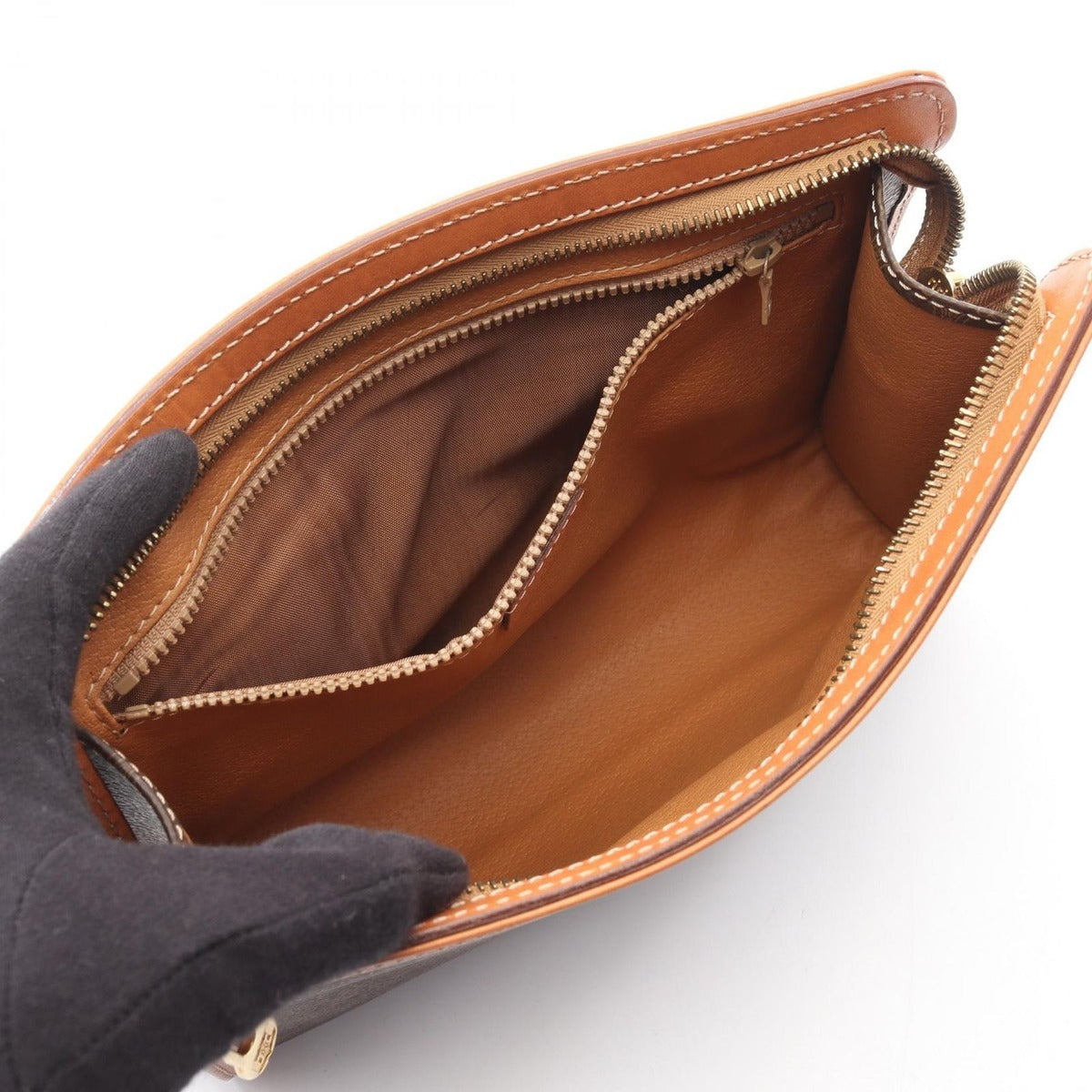 Celine Clutch Macadam Dark Brown Canvas Leather — view 3