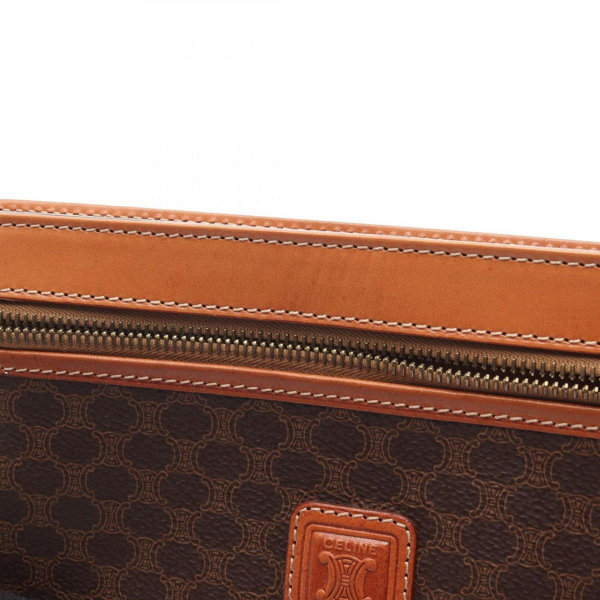 Celine Clutch Macadam Dark Brown Canvas Leather — view 5