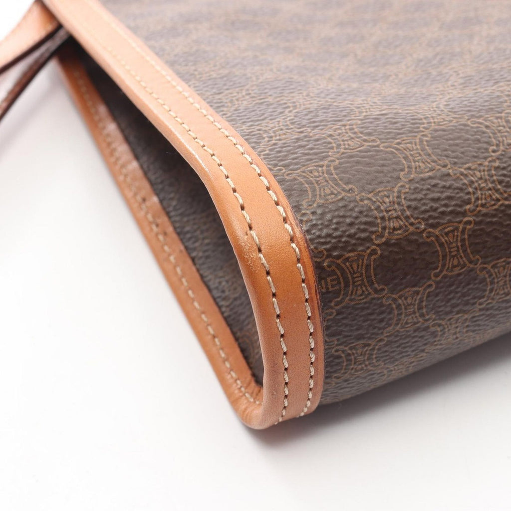 Celine Clutch Macadam Dark Brown Canvas Leather — view 6