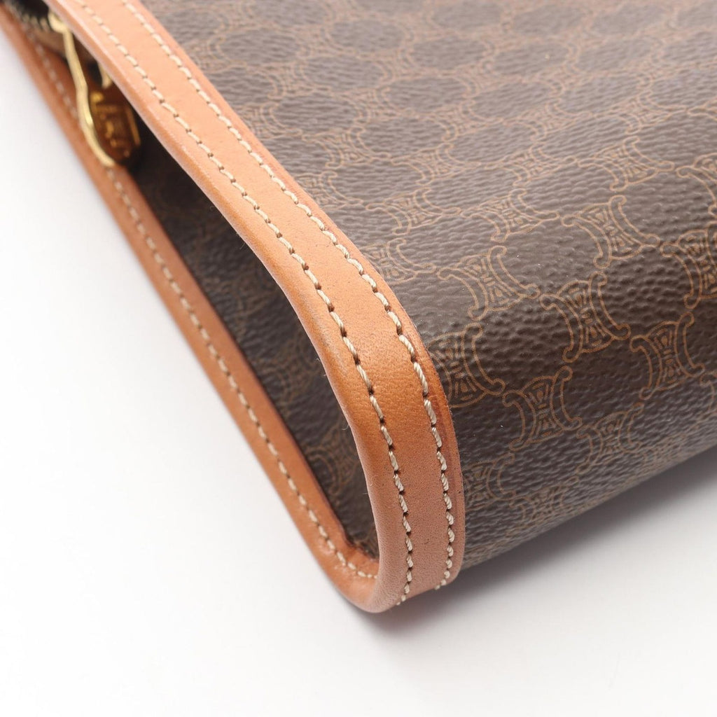 Celine Clutch Macadam Dark Brown Canvas Leather — view 8