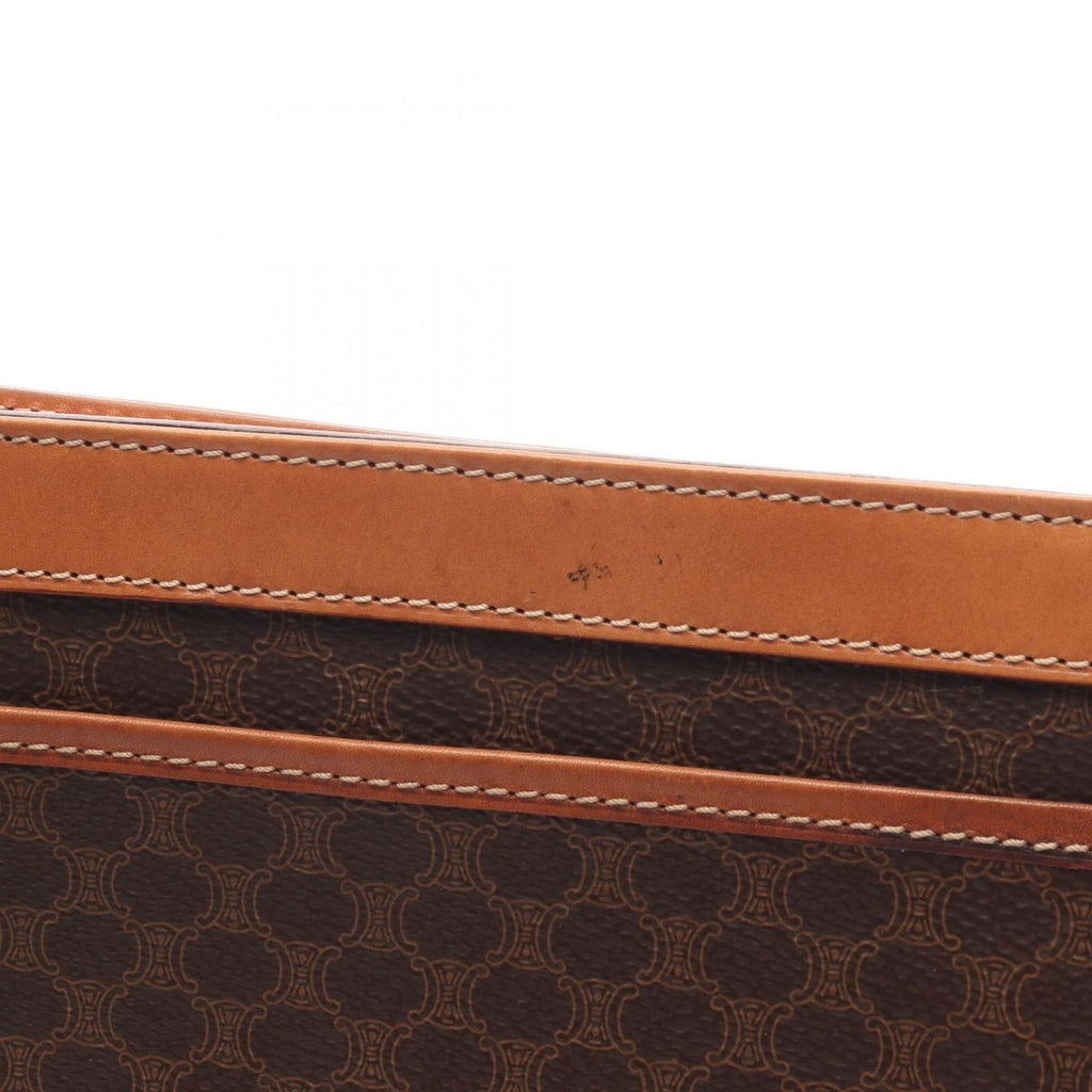 Celine Clutch Macadam Dark Brown Canvas Leather — view 9