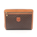 Celine Clutch Macadam Dark Brown Canvas Leather