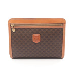 Celine Clutch Macadam Dark Brown Canvas Leather