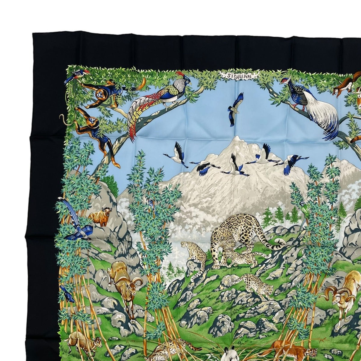 Hermes Carre 90 Sichuan Silk Scarf Black — view 2