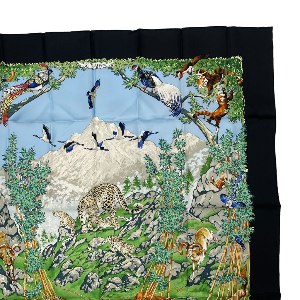 Hermes Carre 90 Sichuan Silk Scarf Black — view 3