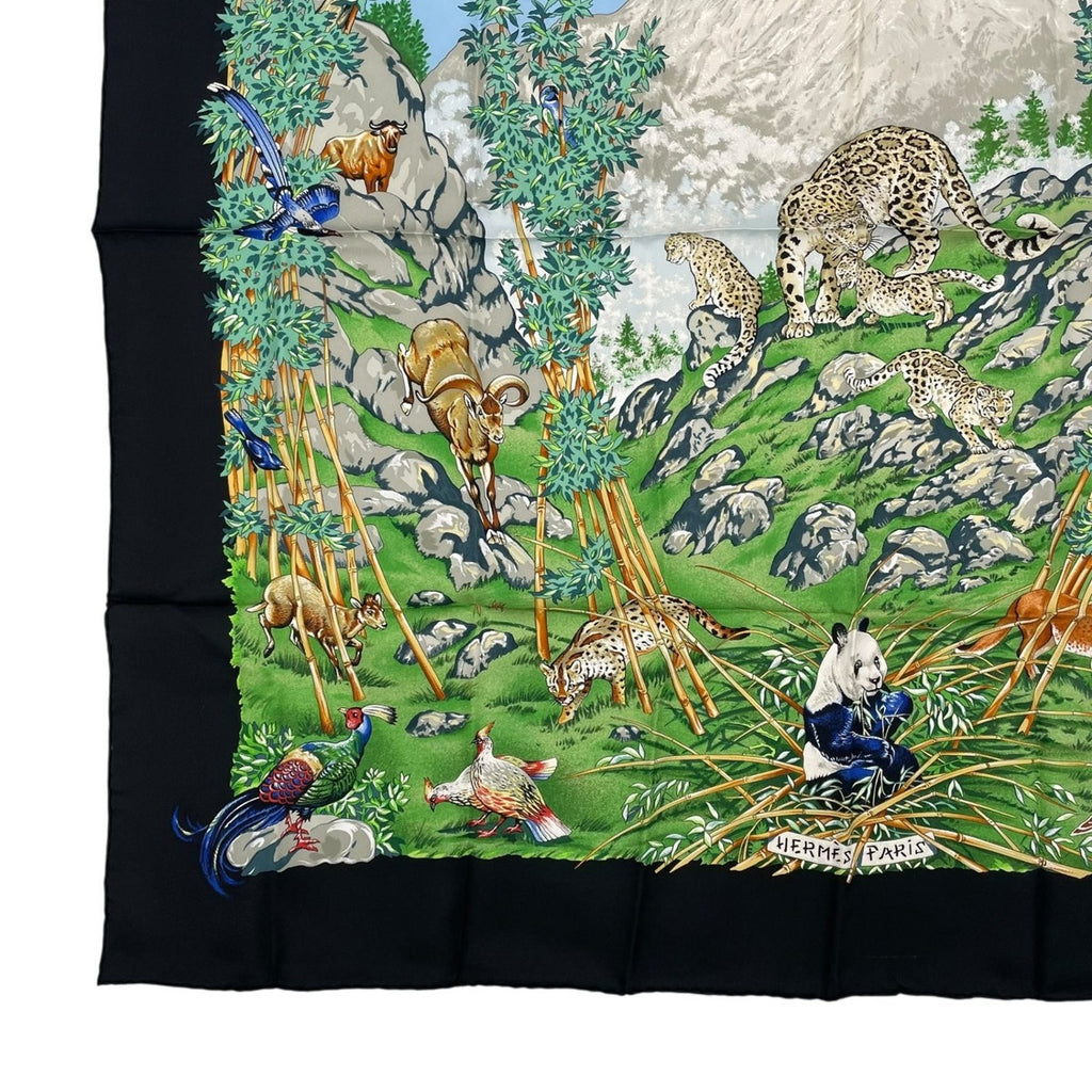 Hermes Carre 90 Sichuan Silk Scarf Black — view 4
