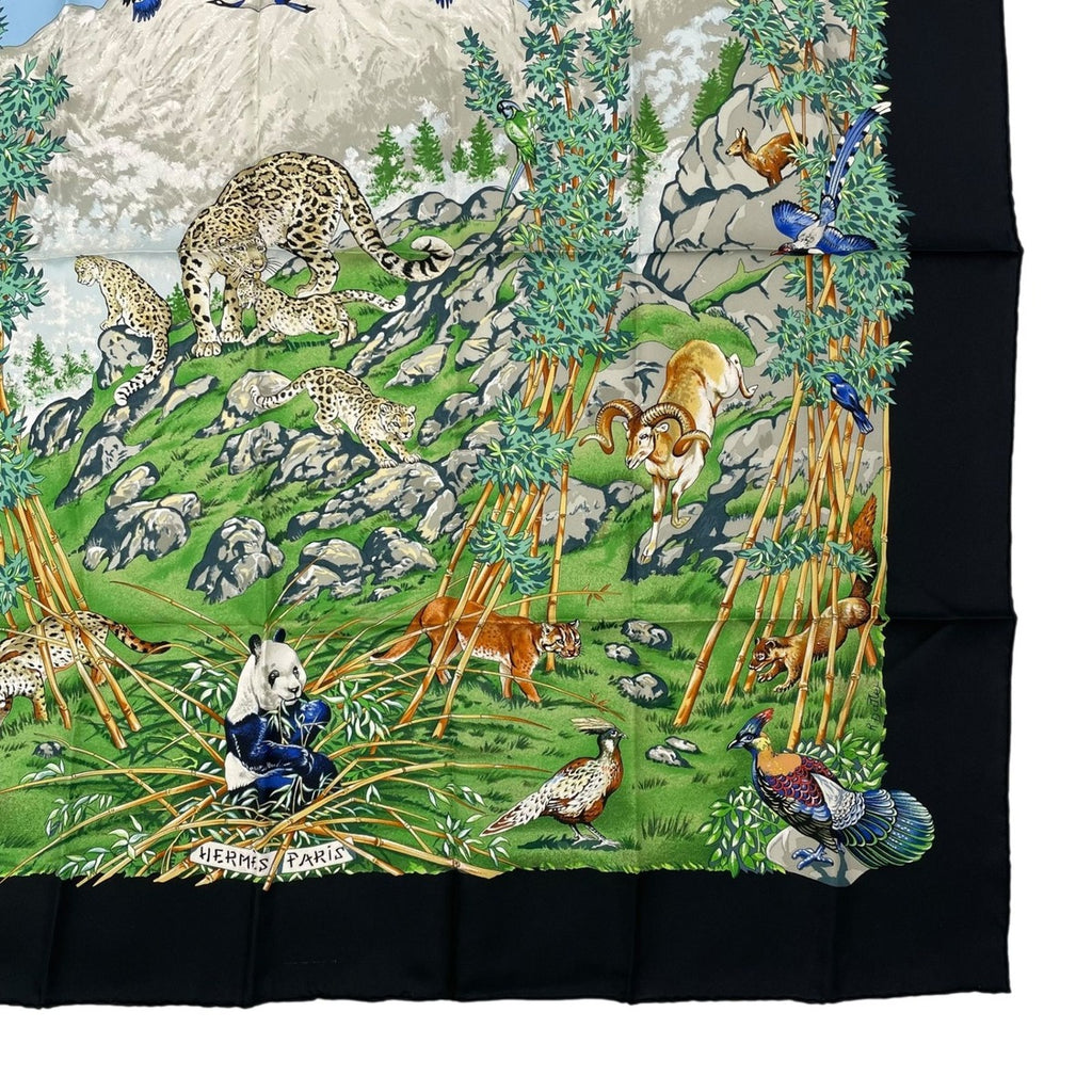 Hermes Carre 90 Sichuan Silk Scarf Black — view 5
