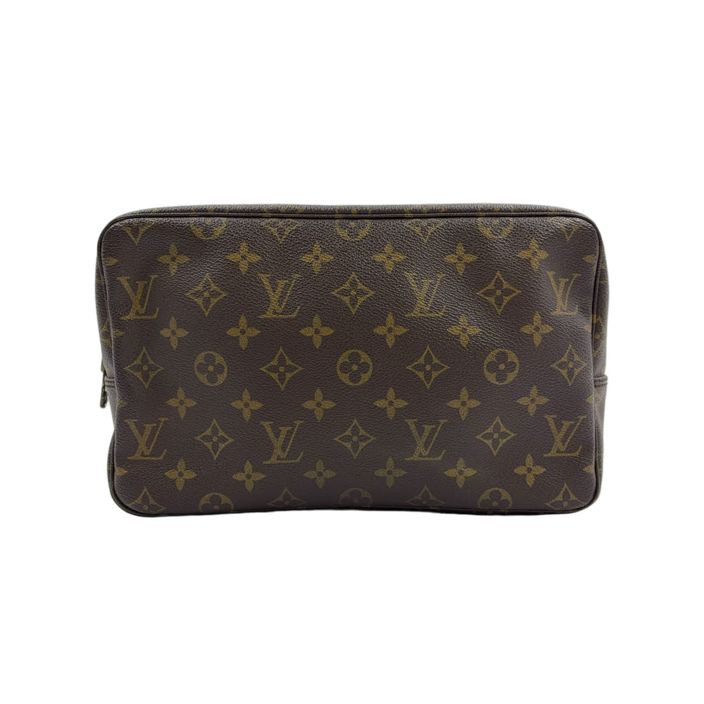 Louis Vuitton Trousse Toilette 28 Monogram Brown Cosmetic Pouch Gold