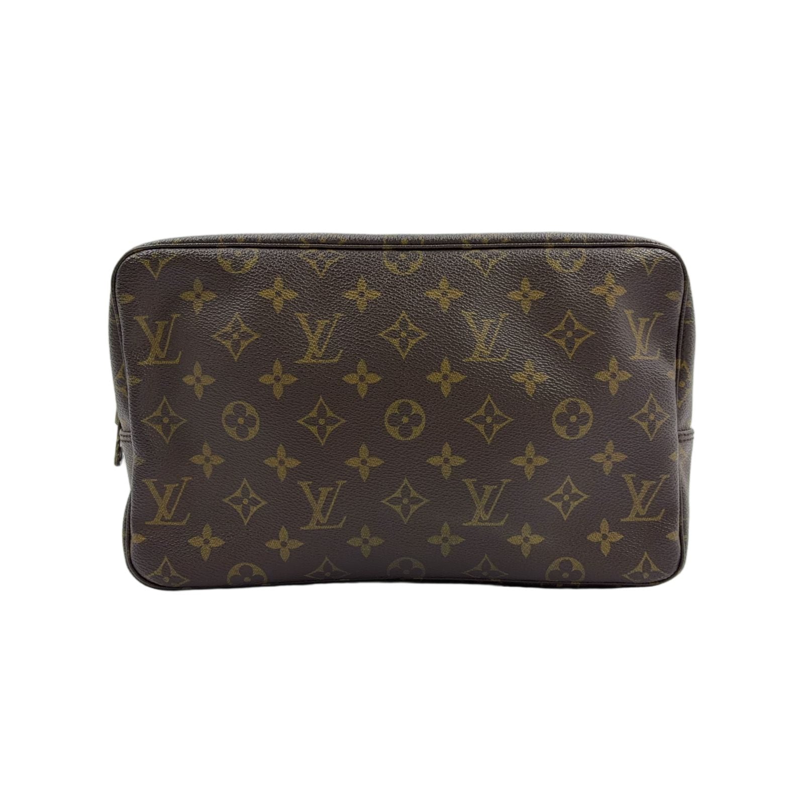 Louis Vuitton Trousse Toilette 28 Monogram Brown Cosmetic Pouch Gold
