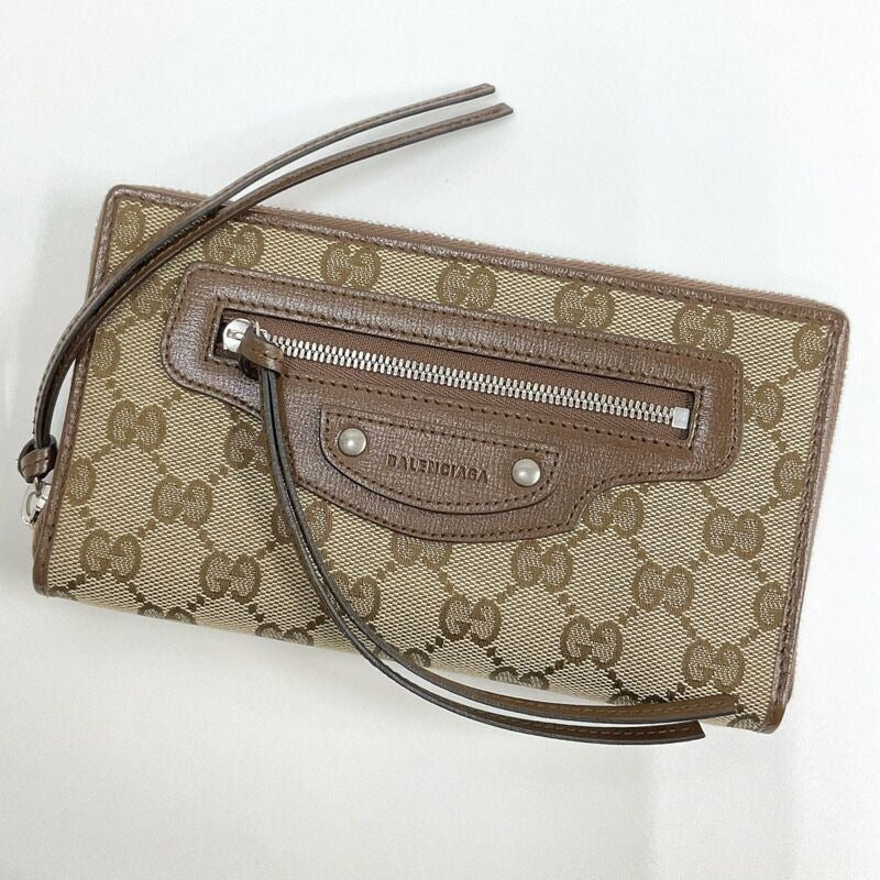 Gucci Wallet GG Canvas Leather Beige Brown