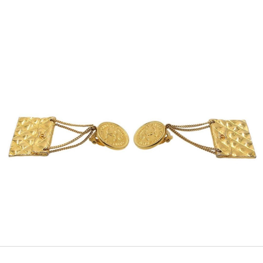 Chanel CC Logo Quilted Bag Motif Swing Earrings — view 3