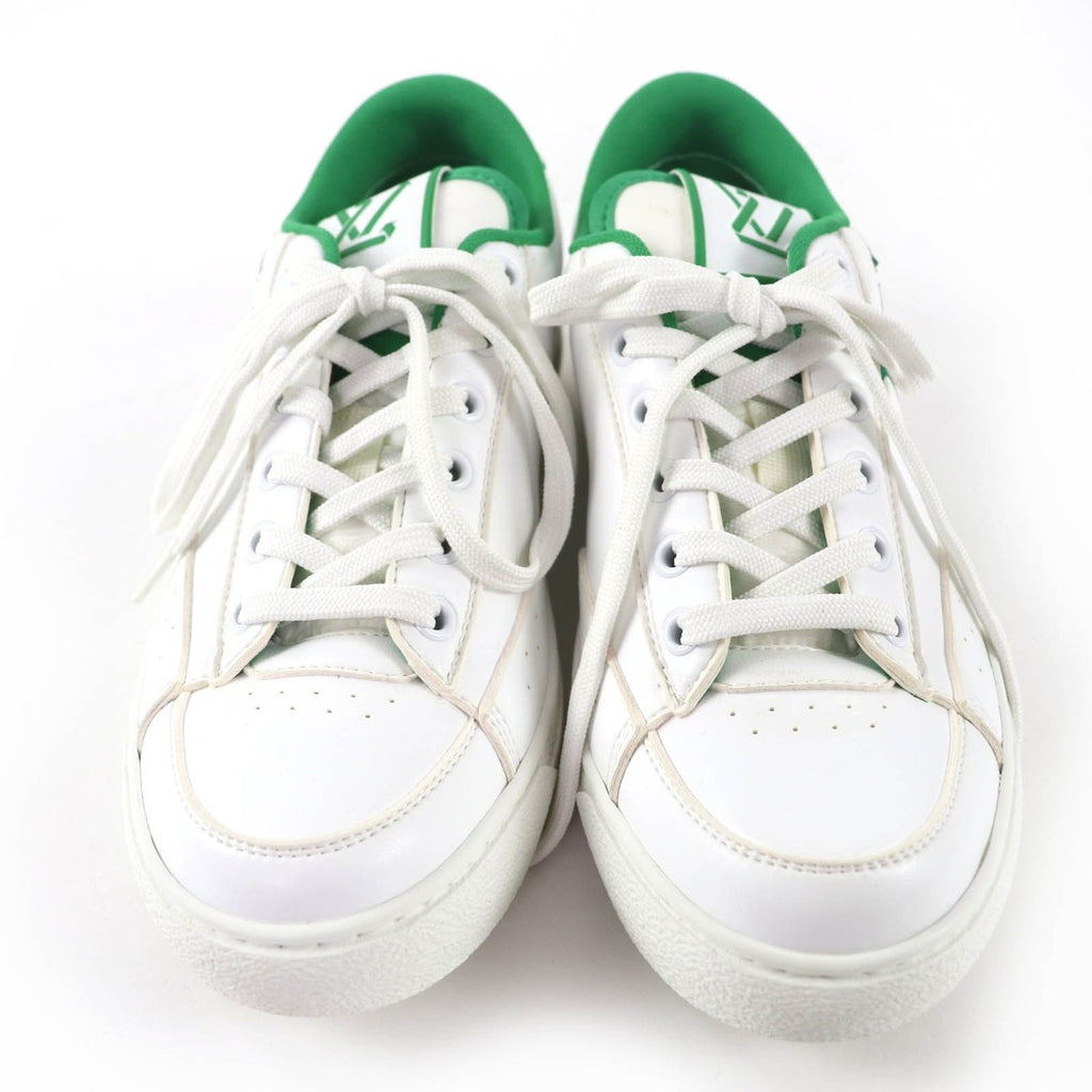 Louis Vuitton Charlie Line LV Logo Leather Low Cut Sneakers White Green 37 Made — view 3