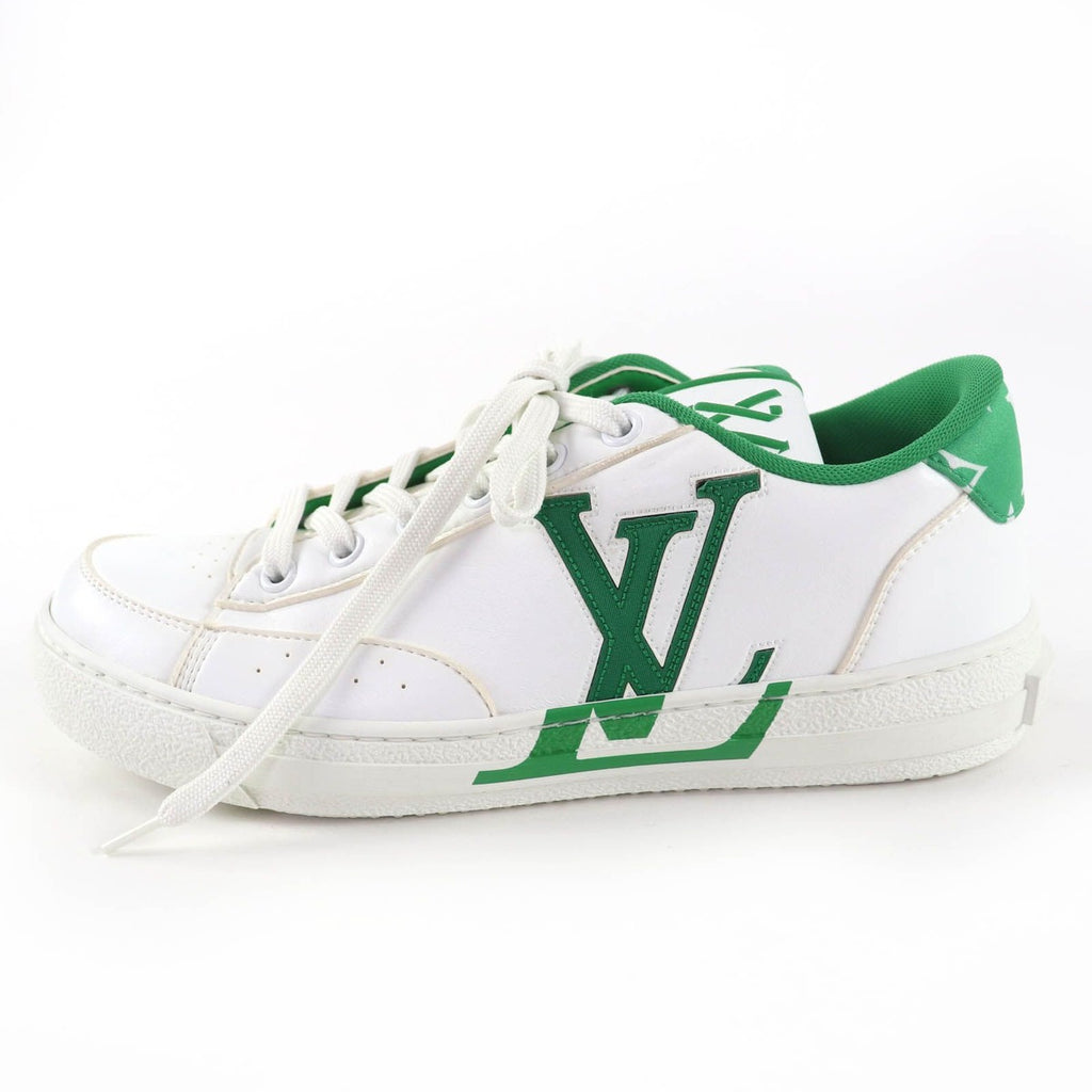 Louis Vuitton Charlie Line LV Logo Leather Low Cut Sneakers White Green 37 Made — view 4