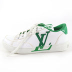 Louis Vuitton Charlie Line LV Logo Leather Low Cut Sneakers White Green 37 Made — view 4