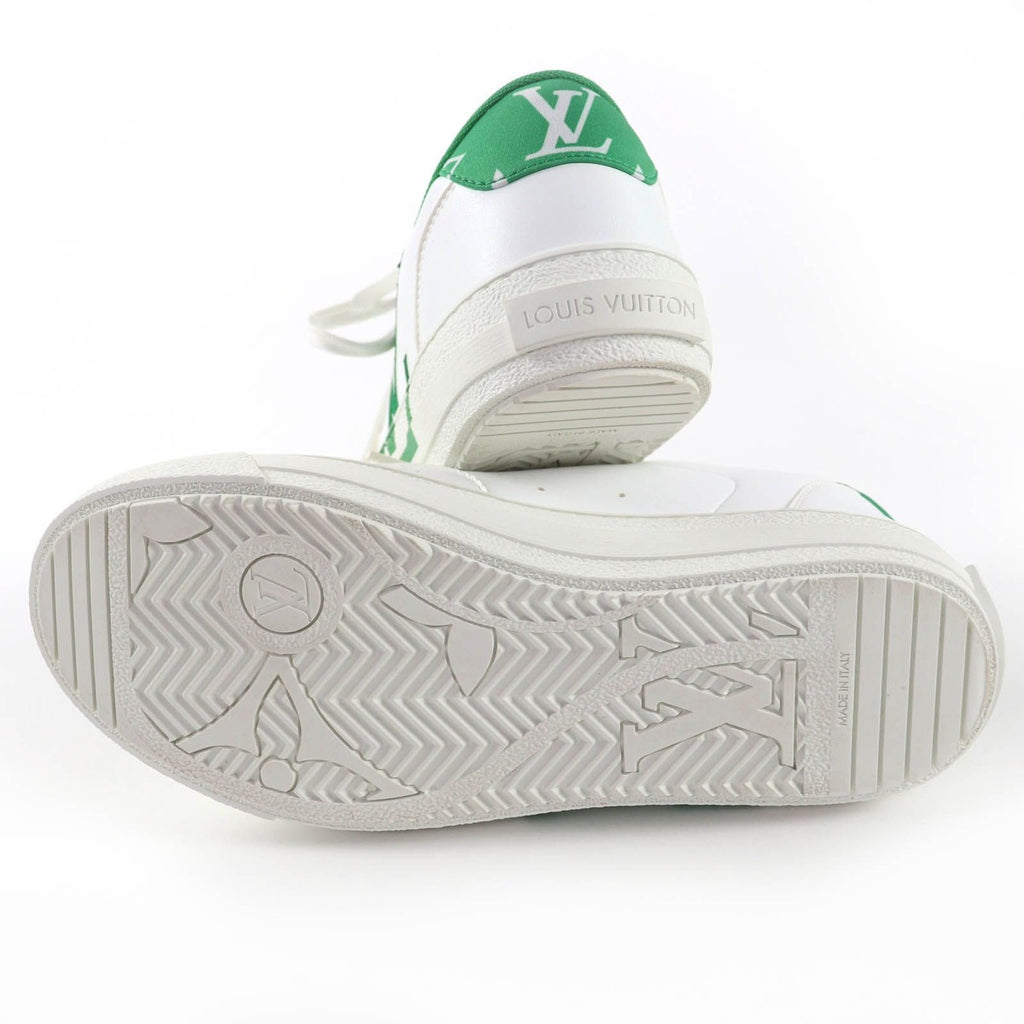Louis Vuitton Charlie Line LV Logo Leather Low Cut Sneakers White Green 37 Made — view 6