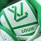 Louis Vuitton Charlie Line LV Logo Leather Low Cut Sneakers White Green 37 Made — view 9