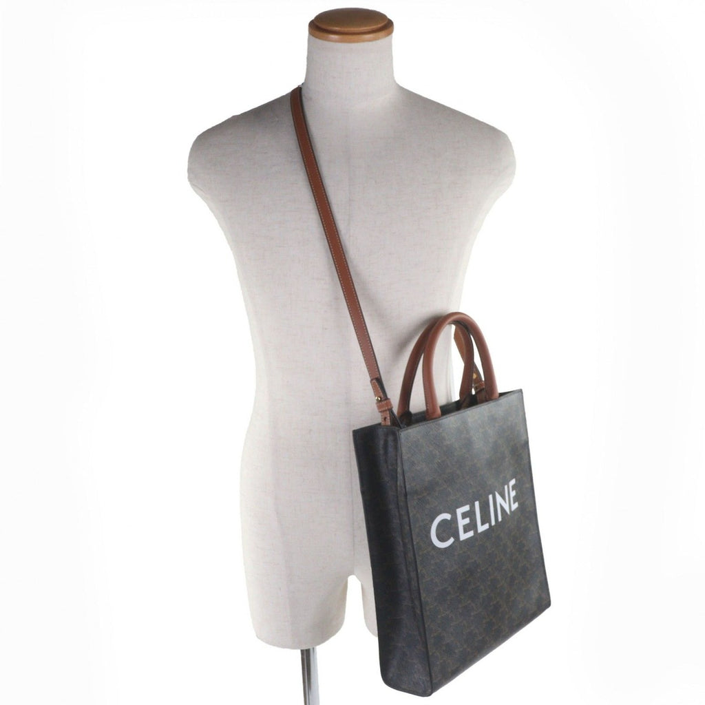 Celine Vertical Cover Triomphe Canvas Leather Logo Print 2-Way — view 3