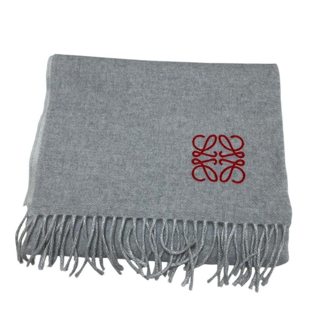 Loewe Anagram Cashmere Wool Scarf Light Gray — view 3