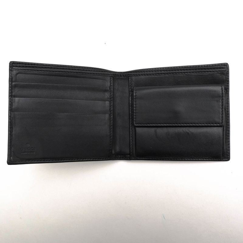 Gucci Wallet Men Leather Black 90690 1502 with Coin Purse Bifold — view 6