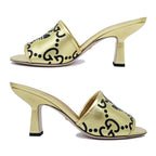 Gucci Adidas Collaboration Sandals Gold Size 38 Mule Heel Logo — view 3
