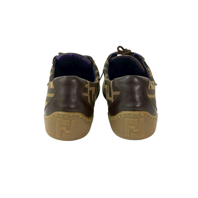 Fendi FF Zucca Pattern Leather Canvas Sneakers Size 37 Shoes — view 5
