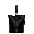 Loewe 2-Way Pebble Bucket Black Shoulder Bag Anagram Leather