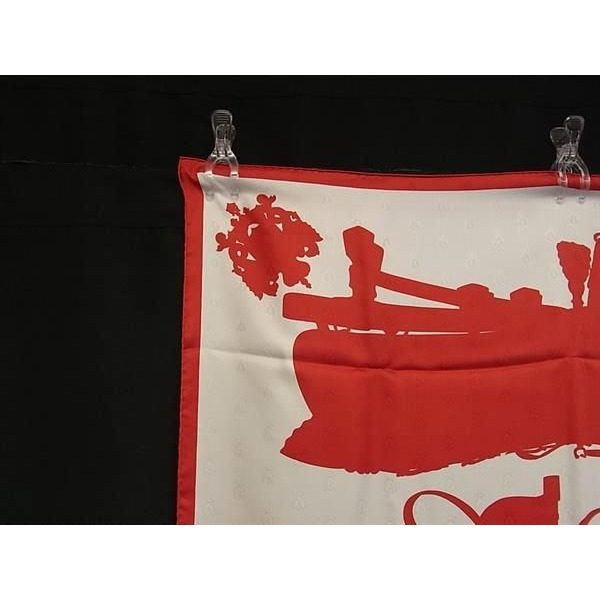 Hermes Harnais de Cour Carre 90 Silk Scarf Shawl Red White — view 3