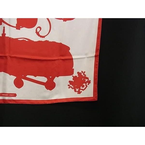 Hermes Harnais de Cour Carre 90 Silk Scarf Shawl Red White — view 4