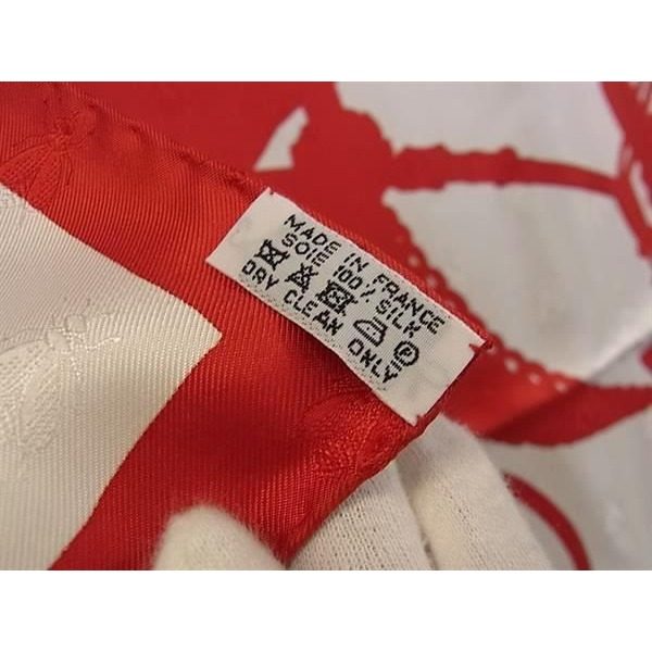 Hermes Harnais de Cour Carre 90 Silk Scarf Shawl Red White — view 5