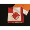 Hermes Harnais de Cour Carre 90 Silk Scarf Shawl Red White