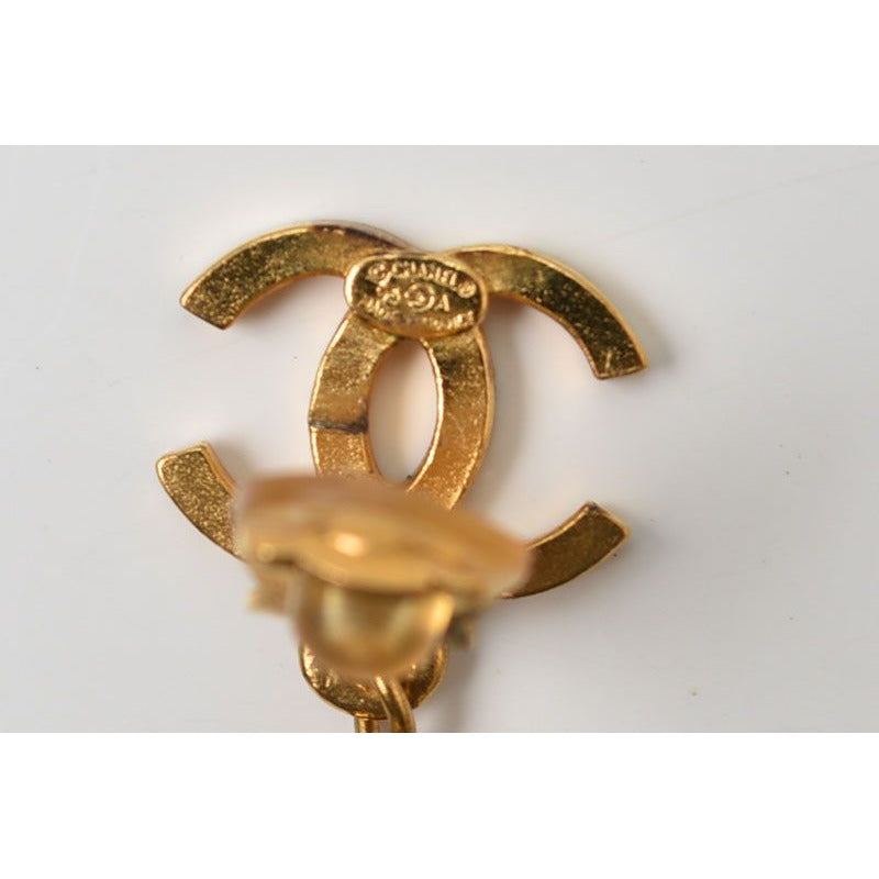Chanel Earrings Vintage Coco CC Pearl Motif Gold 95 — view 4