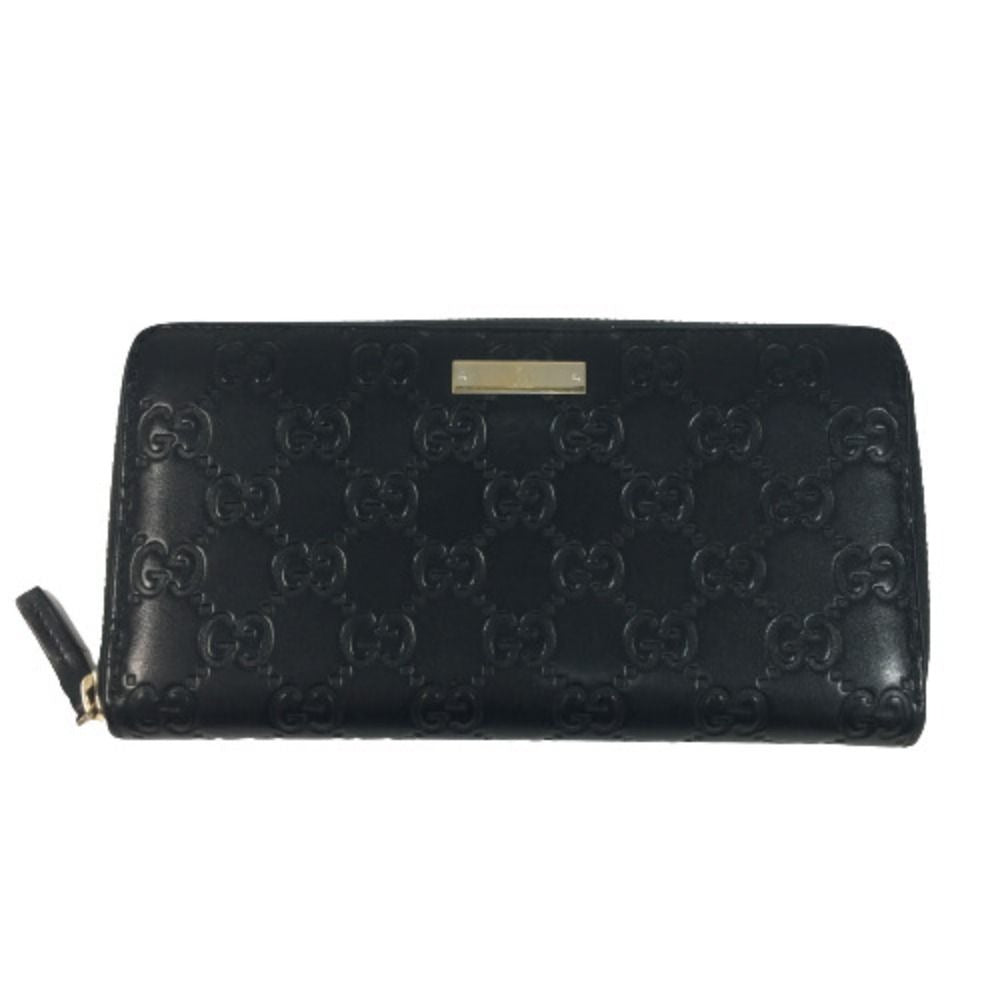 Gucci Guccissima Round Zipper Long Wallet Black Main Item Only