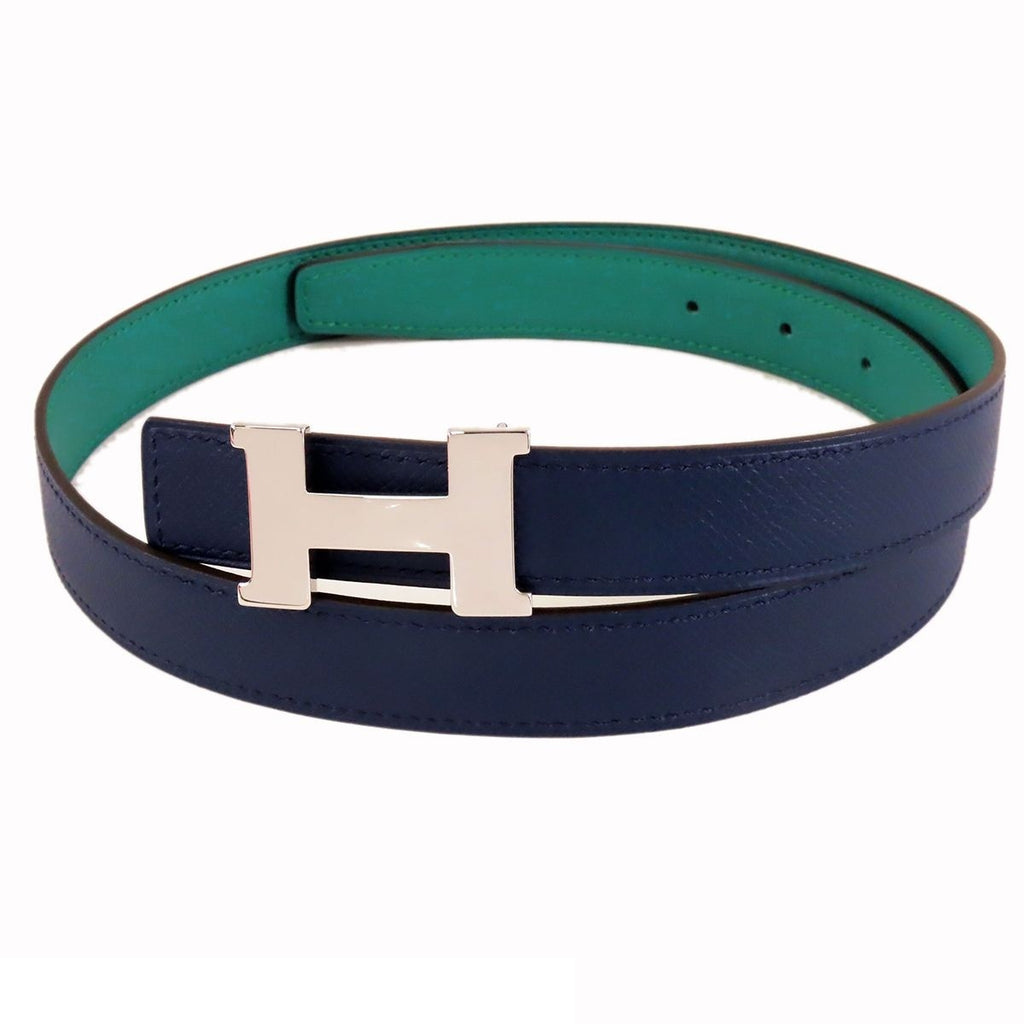 Hermes Constance Mini Belt Malachite Blue Ankle Silver Swift Epsom Reversible — view 2