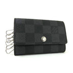 Louis Vuitton Key Case Multicles 6 Black Damier Graphite Canvas Leather 6 Rows