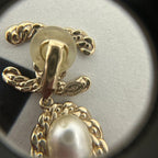 Chanel CC Logo Rhinestone Pearl Earrings Gold — view 5