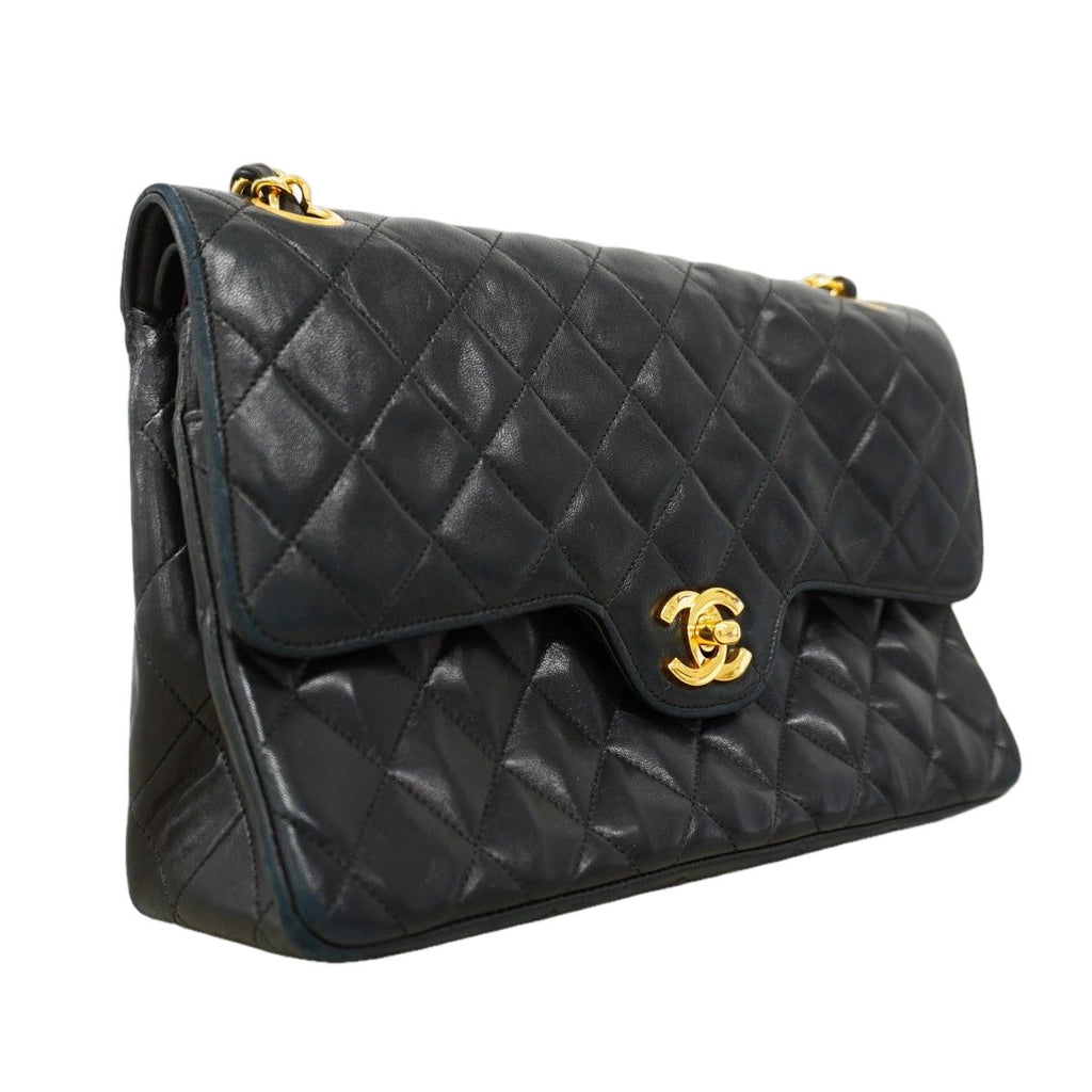 Chanel Shoulder Bag Quilted Lambskin Black Gold — view 2