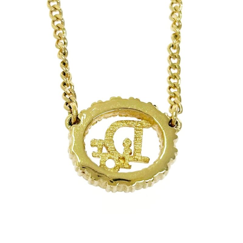 Christian Dior GP Rhinestone Logo Oval Necklace — view 3